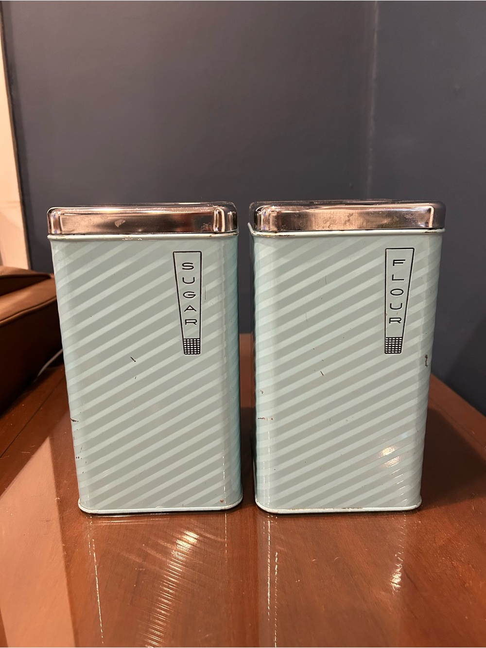 Retro Light Blue Sugar & Flour Canister Set
